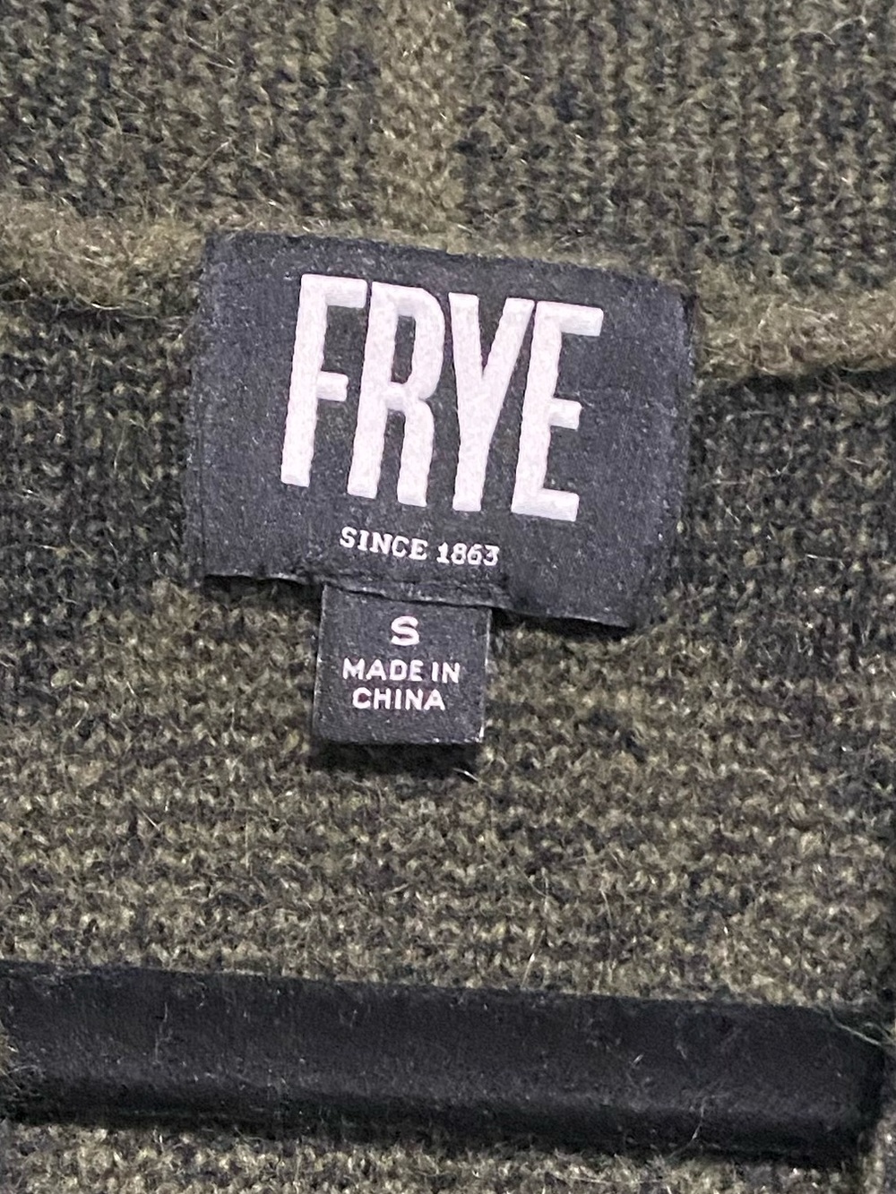 Stylish FRYE Olive & Black Aztec Open-Front Cardigan with Patterned Hem - Picture 8 of 8